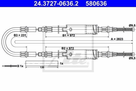 Трос ручника ATE 24.3727-0636.2