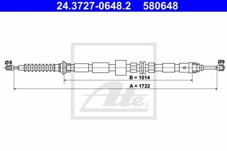 Трос ручника ATE 24.3727-0648.2