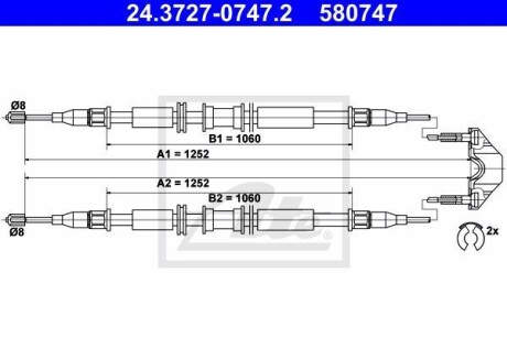 Трос ручника ATE 24.3727-0747.2