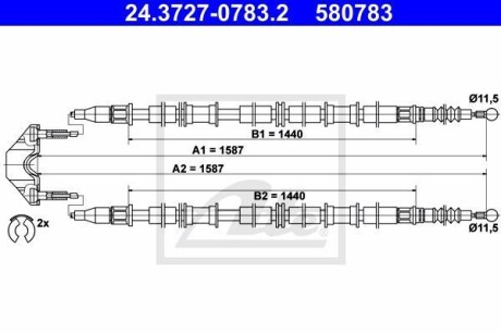 Трос ручника ATE 24.3727-0783.2