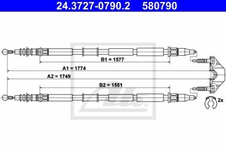 Трос ручника ATE 24.3727-0790.2