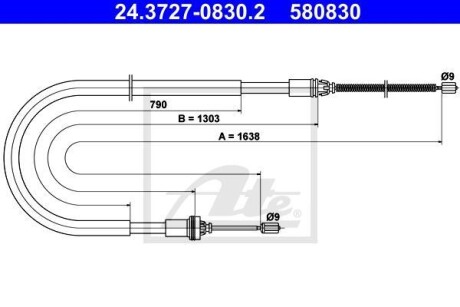 Трос ручника ATE 24.3727-0830.2