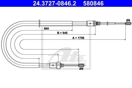 Трос ручника ATE 24.3727-0846.2