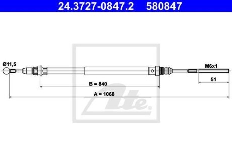 Трос ручника ATE 24.3727-0847.2
