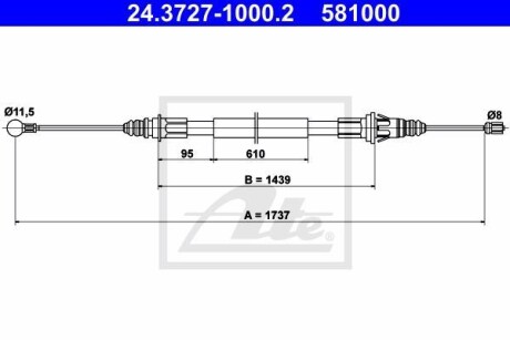 Трос ручника ATE 24.3727-1000.2