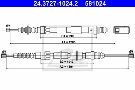 Трос ручника ATE 24.3727-1024.2