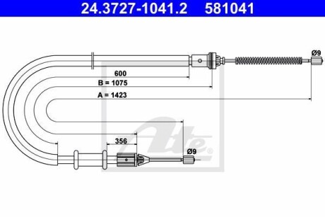 Трос ручника, левый ATE 24.3727-1041.2