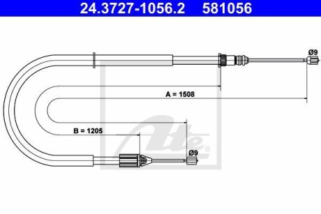 Трос ручника, левый ATE 24.3727-1056.2