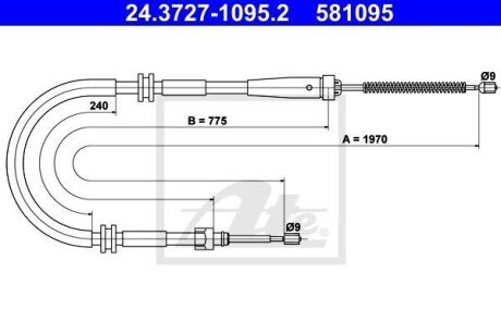 Трос зупиночних гальм ATE 24.3727-1095.2