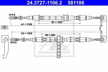 Трос ручника ATE 24.3727-1106.2
