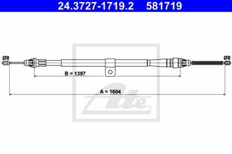 Трос ручника, правый ATE 24.3727-1719.2