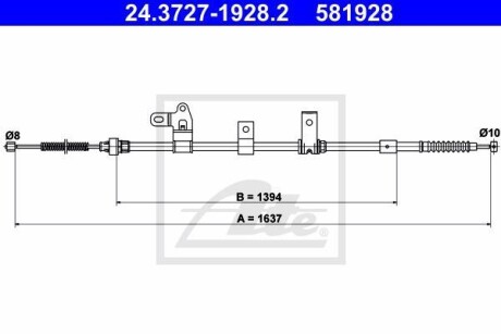 Трос ручника, левый ATE 24.3727-1928.2