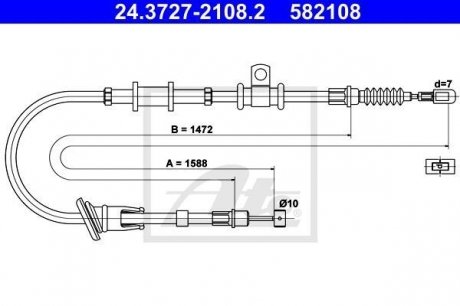 Трос ручника, правый ATE 24.3727-2108.2