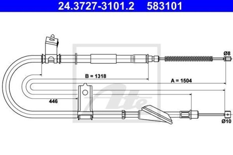 Трос ручника, левый ATE 24.3727-3101.2