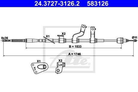 Трос ручника ATE 24.3727-3126.2