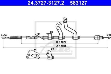 Трос ручника ATE 24.3727-3127.2