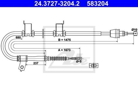 Трос ручника, левый ATE 24.3727-3204.2