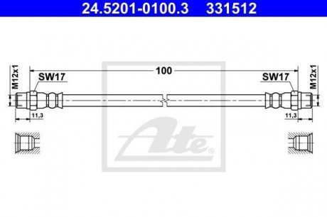Шланг гальмівний ATE 24520101003