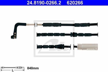 Датчик зносу гальмівних колодок (передніх) BMW 3 (E90-93)/ X1 (E84) 04-11 (L=840mm) ATE 24.8190-0266.2