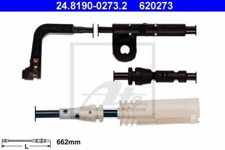 Датчик зносу гальмівних колодок (передніх) BMW 5 (E60/E61)/6 (E63) 03- ATE 24.8190-0273.2