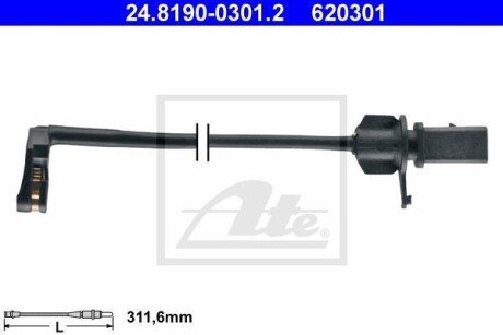 Датчик зносу гальмівних колодок (передніх) Audi A6/A7 09- (L=311.6mm) ATE 24.8190-0301.2