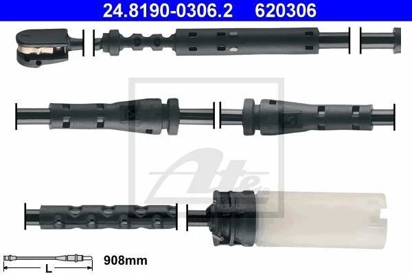 Датчик зносу гальмівних колодок (передніх) MINI Countryman/Paceman 10-16 (L=908mm) ATE 24.8190-0306.2 (фото 1)