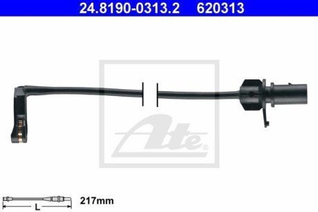 Датчик зносу гальмівних колодок (задніх) Audi A6/A7/Porsche Macan 10- (L=217mm) ATE 24.8190-0313.2