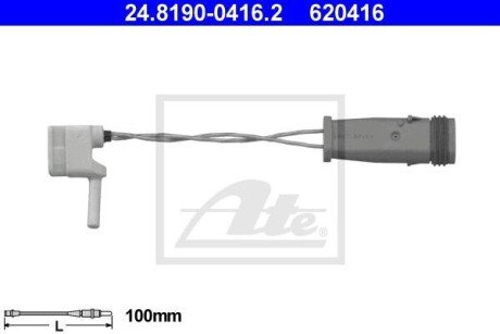 Датчик зносу гальмівних колодок (передніх) MB E-class (W211/S211) 02-09 (L=100mm) ATE 24.8190-0416.2