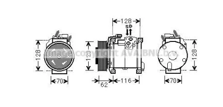 Компрессор кондиционера AVA COOLING CRAK109