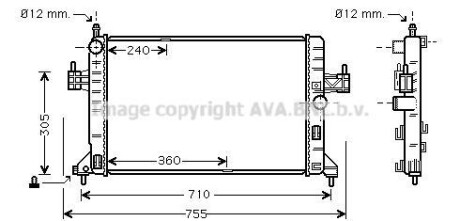 Радиатор охлаждения двигателя AVA COOLING OL2305