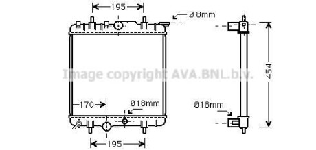 Радиатор охлаждения двигателя AVA COOLING PEA2224