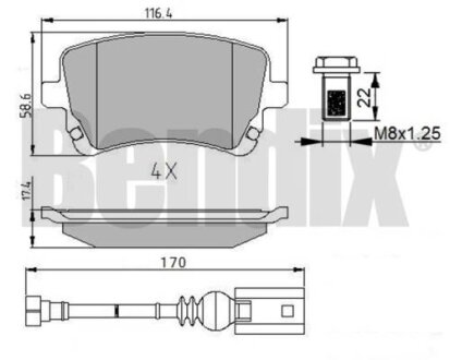 Комплект тормозных колодок Bendix 510619
