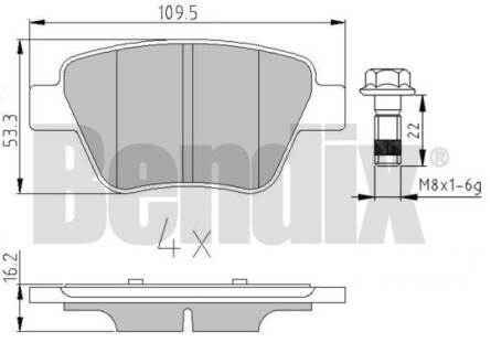 Комплект тормозных колодок Bendix 510719