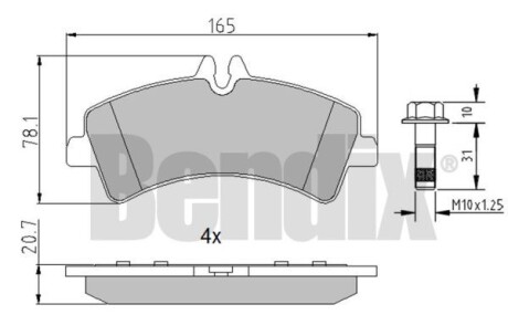 Комплект тормозных колодок Bendix 510741