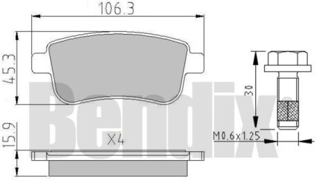 Комплект тормозных колодок Bendix 510764