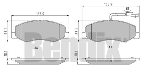 Тормозные колодки дисковые, комплект Bendix 510865