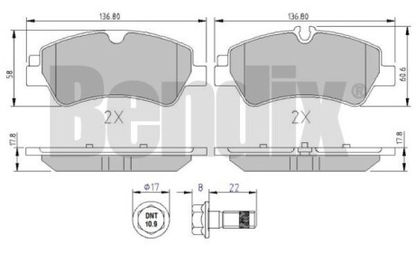 Комплект тормозных колодок Bendix 511129