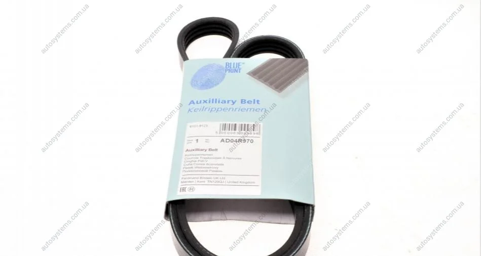 Ремінь генератора BMW 3 (E46)/Kia Rio 00-05/ Mitsubishi Pajero Sport 3.0 98- Blue-print AD04R970 (фото 1)