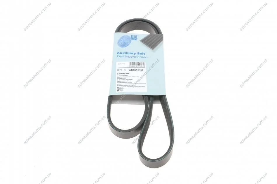 Ремінь генератора Renault Kangoo/ Modus 1.4-1.6 04-/ Toyota Avensis/ Corolla 2.0 99-03 (5PK1135) Blue-print AD05R1135 (фото 1)