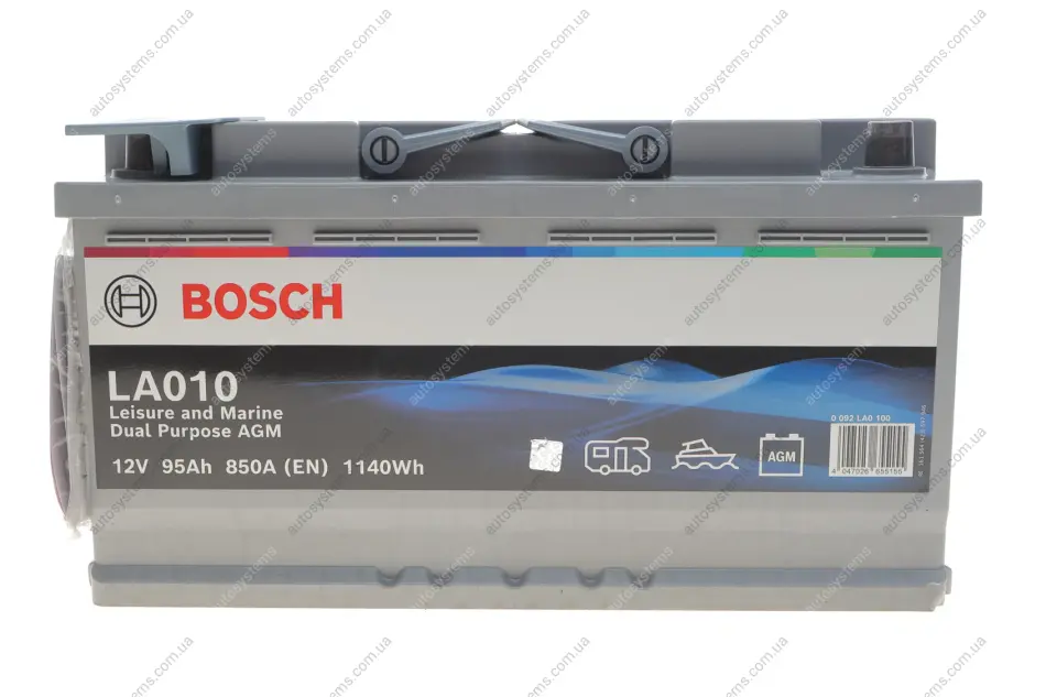 Акумуляторна батарея 95Ah/850A (353x175x190/+R/B13) (Dual Purpose AGM) BOSCH 0 092 LA0 100 (фото 1)