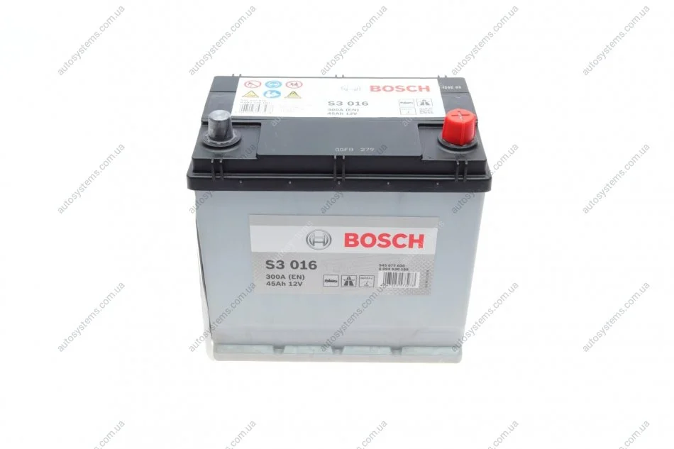 Акумуляторна батарея 45Ah/300A (219x135x222/+R/B01) Азія BOSCH 0 092 S30 160 (фото 1)