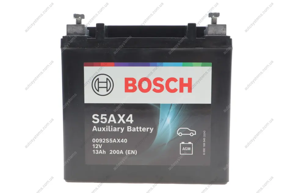 Акумуляторна батарея 13Ah/200A S5AX Aux (150x87x145/+L/BO) (Start-Stop/AGM/допоміжна) BOSCH 0 092 S5A X40 (фото 1)