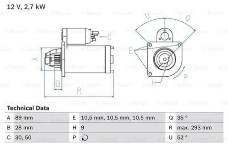 Стартер BOSCH 0 986 011 140