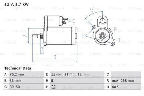 Стартер BOSCH 0 986 013 050