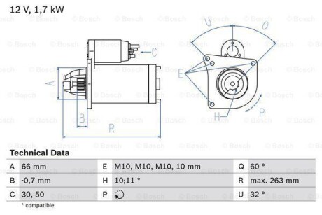 Стартер BOSCH 0 986 013 200