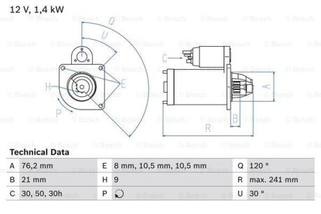 Стартер BOSCH 0 986 014 900