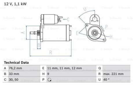 Стартер BOSCH 0 986 016 290