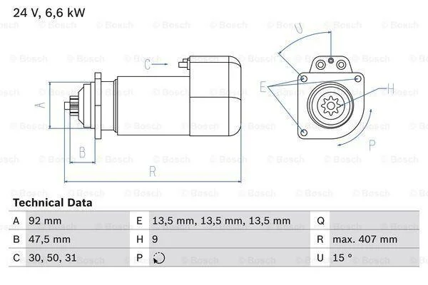 Стартер BOSCH 0 986 016 520 (фото 1)