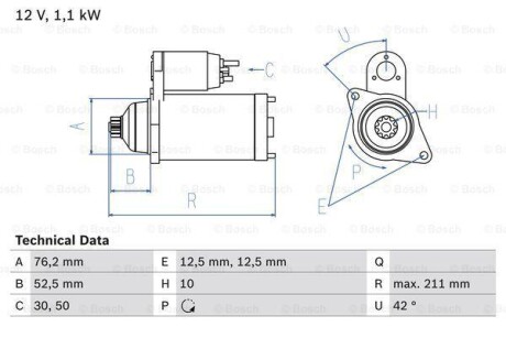 Стартер BOSCH 0 986 018 040