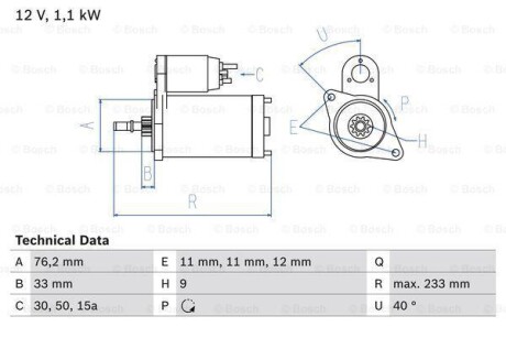 Стартер BOSCH 0 986 018 200